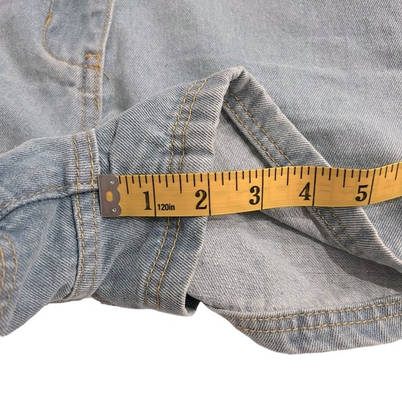 Blue B Rhinestone Fringe Light Wash Denim Romper Western Sparkle Size Small - Picture 8 of 15